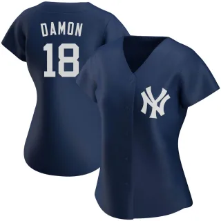 Women's Authentic Navy Johnny Damon New York Yankees Alternate Team Jersey