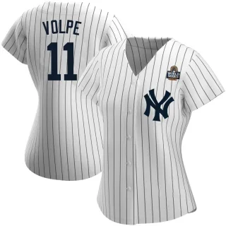 Women's Authentic White Anthony Volpe New York Yankees Home Name 2024 World Series Jersey