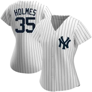 Women's Authentic White Clay Holmes New York Yankees Home Name Jersey