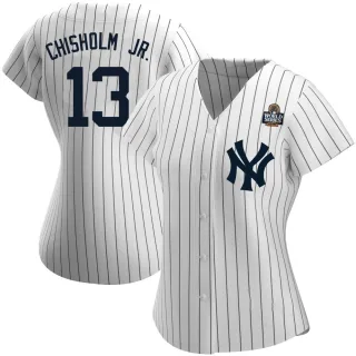 Women's Authentic White Jazz Chisholm Jr. New York Yankees Home Name 2024 World Series Jersey