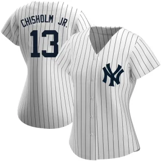 Women's Authentic White Jazz Chisholm Jr. New York Yankees Home Name Jersey