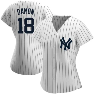 Women's Authentic White Johnny Damon New York Yankees Home Name Jersey