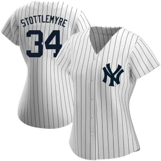 Women's Authentic White Mel Stottlemyre New York Yankees Home Name Jersey