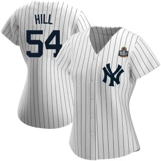 Women's Authentic White Tim Hill New York Yankees Home Name 2024 World Series Jersey