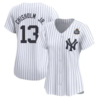 Women's Limited White Jazz Chisholm Jr. New York Yankees Yankee Home 2024 World Series Jersey