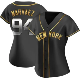 Women's Replica Black Golden Carlos Narvaez New York Yankees Alternate Jersey