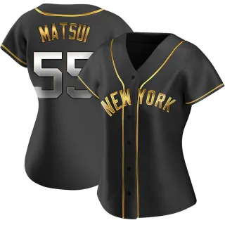 Women's Replica Black Golden Hideki Matsui New York Yankees Alternate Jersey