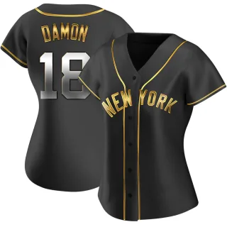 Women's Replica Black Golden Johnny Damon New York Yankees Alternate Jersey