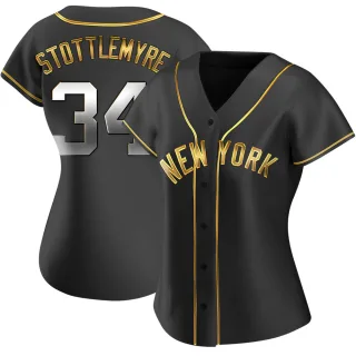 Women's Replica Black Golden Mel Stottlemyre New York Yankees Alternate Jersey