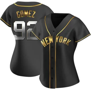 Women's Replica Black Golden Yoendrys Gomez New York Yankees Alternate Jersey