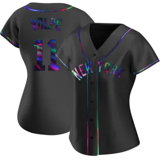 Women's Replica Black Holographic Anthony Volpe New York Yankees Alternate Jersey