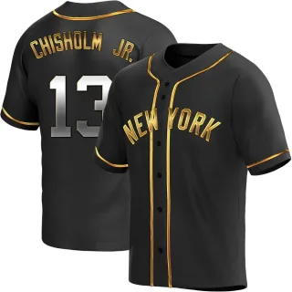 Youth Replica Black Golden Jazz Chisholm Jr. New York Yankees Alternate Jersey