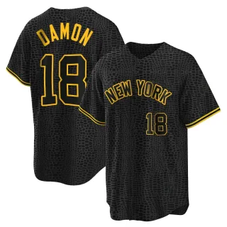 Youth Replica Black Johnny Damon New York Yankees Snake Skin City Jersey