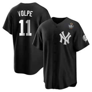 Youth Replica Black/White Anthony Volpe New York Yankees 2024 World Series Jersey