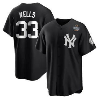 Youth Replica Black/White David Wells New York Yankees 2024 World Series Jersey