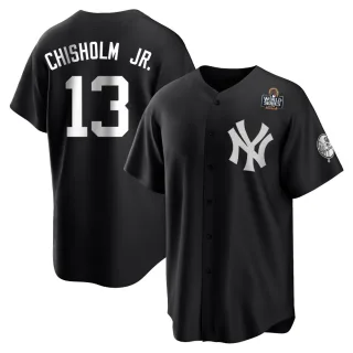 Youth Replica Black/White Jazz Chisholm Jr. New York Yankees 2024 World Series Jersey