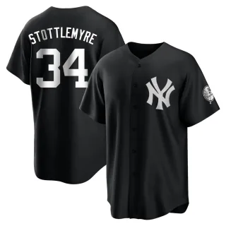 Youth Replica Black/White Mel Stottlemyre New York Yankees Jersey