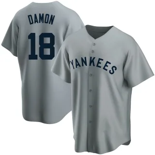 Youth Replica Gray Johnny Damon New York Yankees Road Cooperstown Collection Jersey