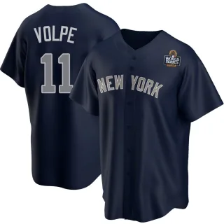 Youth Replica Navy Anthony Volpe New York Yankees Alternate 2024 World Series Jersey