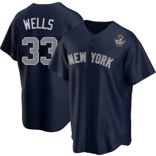 Youth Replica Navy David Wells New York Yankees Alternate 2024 World Series Jersey