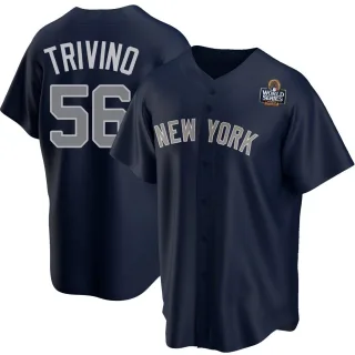 Youth Replica Navy Lou Trivino New York Yankees Alternate 2024 World Series Jersey